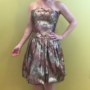 Rose gold metallic vintage prom dress